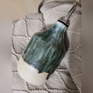 Green and Cream Ceramic Oil Jug 3 Cups